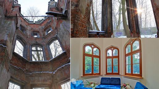Pałac w Bytomiu Miechowicach przed i po remoncie