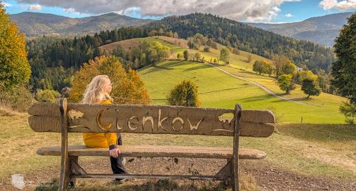 Ławeczka Cieńków w Wiśle - widoki na Beskid Śląski - zdjęcie