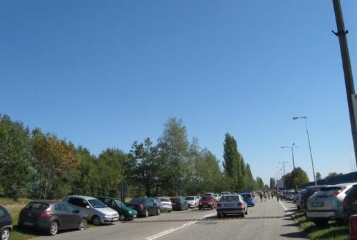 Tuż za Tychami – na wysokości Tyskiej Fabryki Fiata, widzimy coraz więcej samochodów parkujących na poboczu drogi. , Danuta