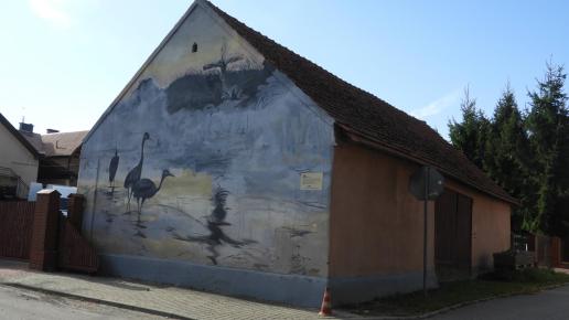 murale w Wiźnie, żurawie, Joanna
