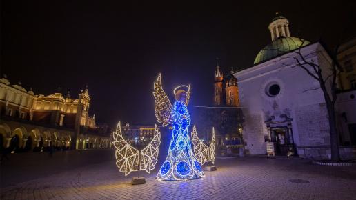 Świąteczny Kraków nocą