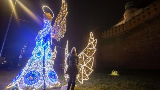 Świąteczny Kraków nocą