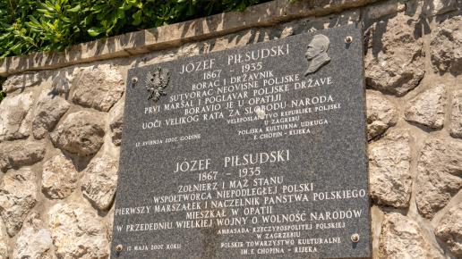 Opatija, tablica o Piłsudskim